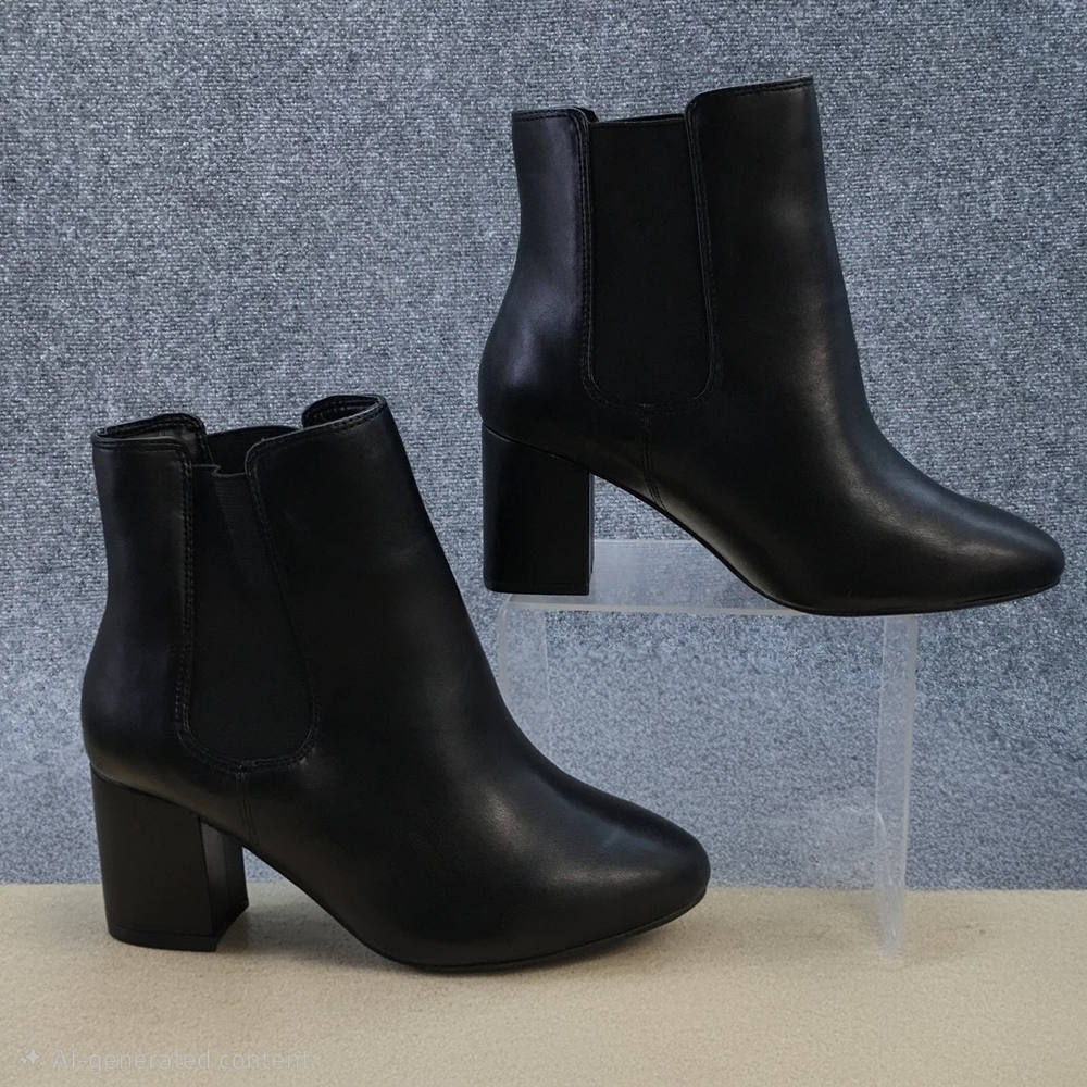 JustFab Black Chelsea Booties - 9 - Like New Block Heel Dark Academia